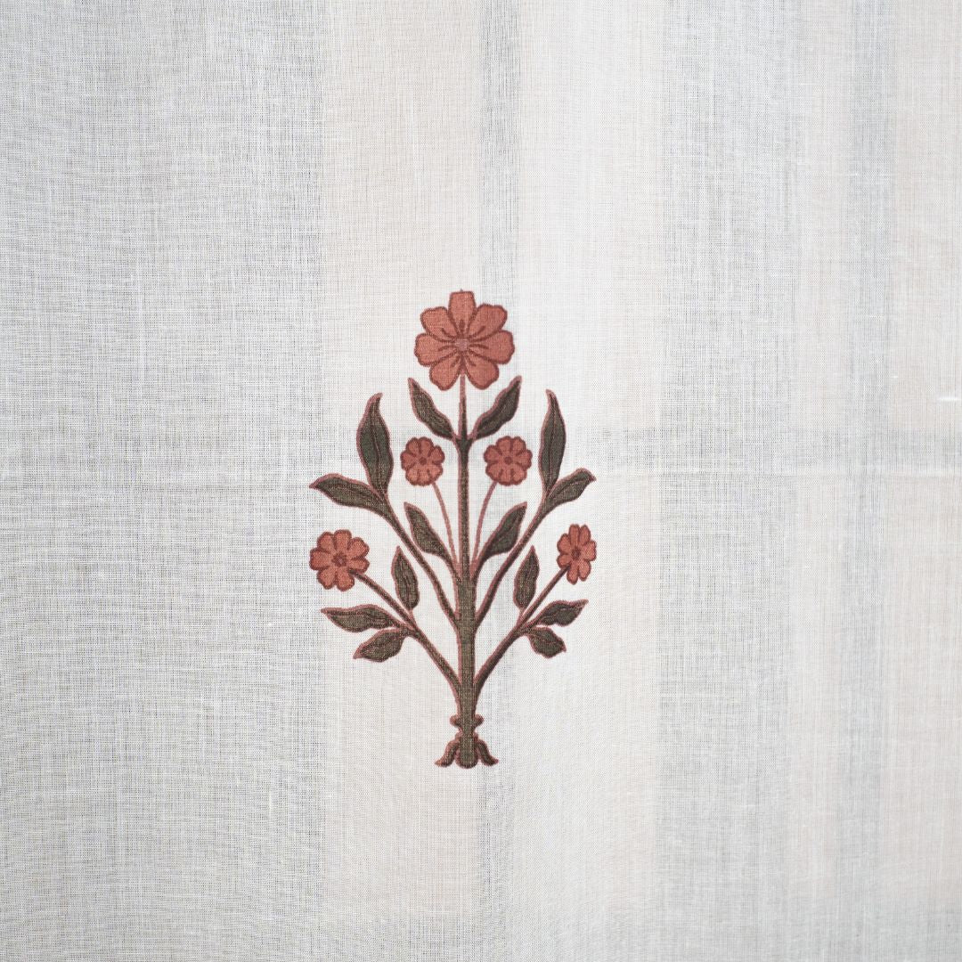 Pure Cotton Sheer Curtains in Green and Rust colour | Best curtains for living room