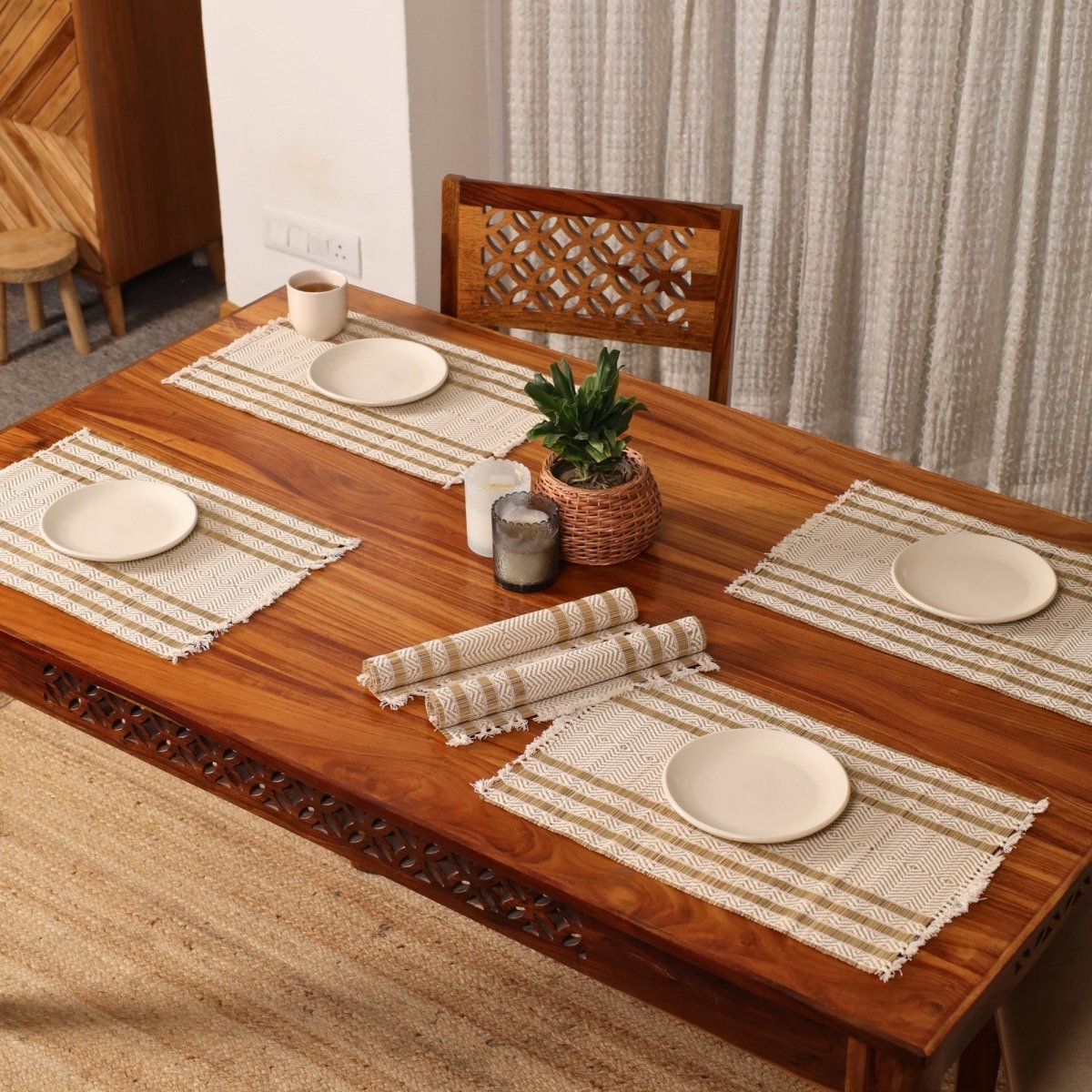 Cotton and Grass Table mats in Off White | Set of 4 and 6