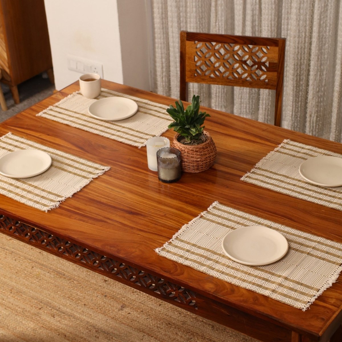 Cotton and Grass Table mats in Off White | Set of 4 and 6