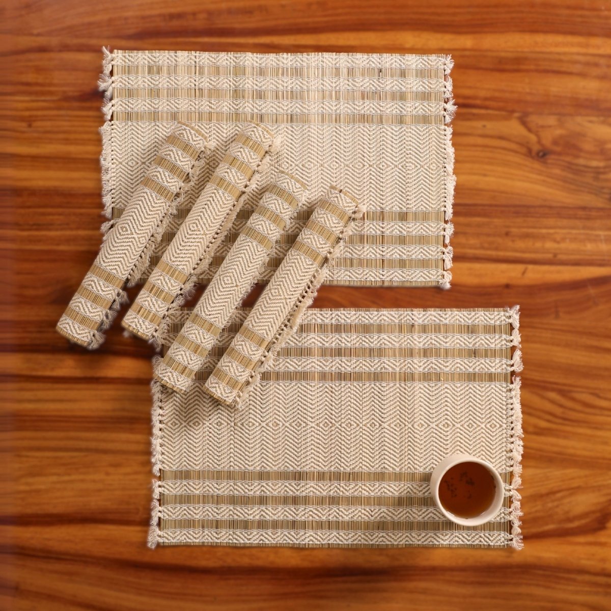 Cotton and Grass Table mats in Off White | Set of 4 and 6