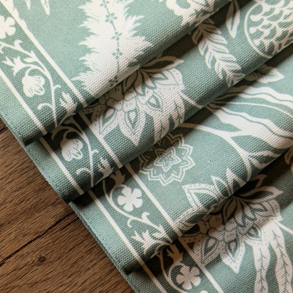 Cotton Canvas Dining Table Runner in Aqua Green | 4 and 6 Seater