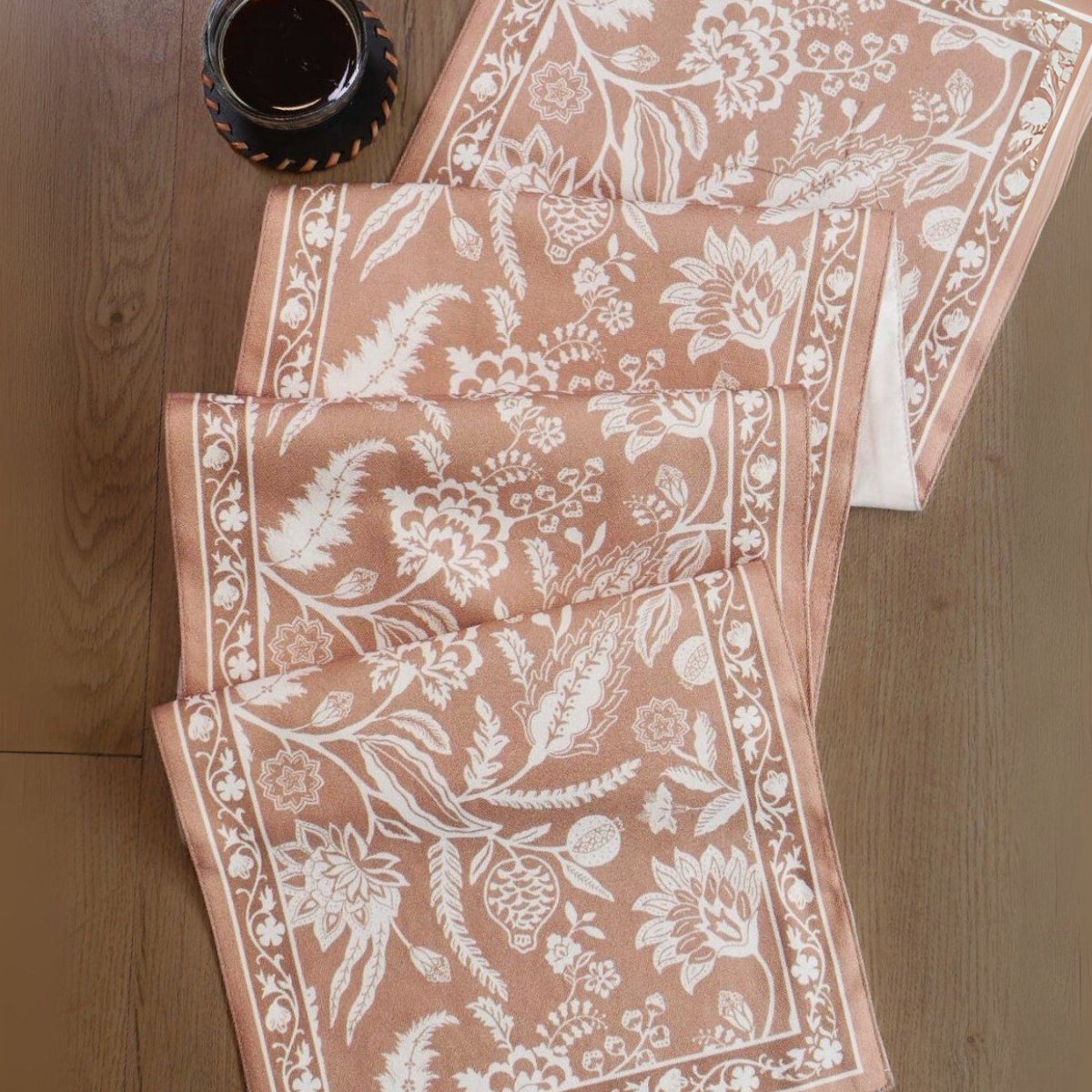 Cotton Canvas Dining Table Runner in Peach | 4 and 6 Seater