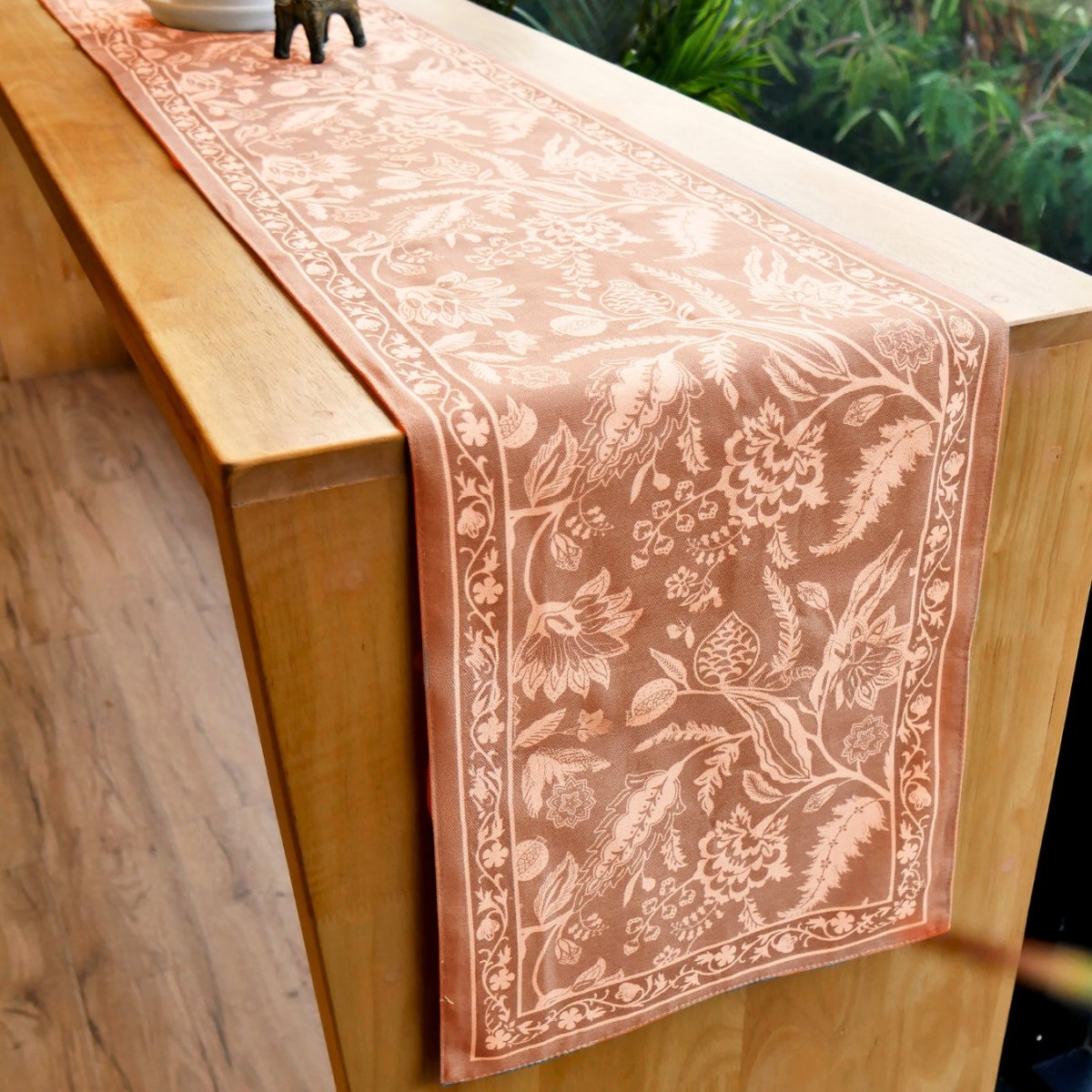Cotton Canvas Dining Table Runner in Peach | 4 and 6 Seater