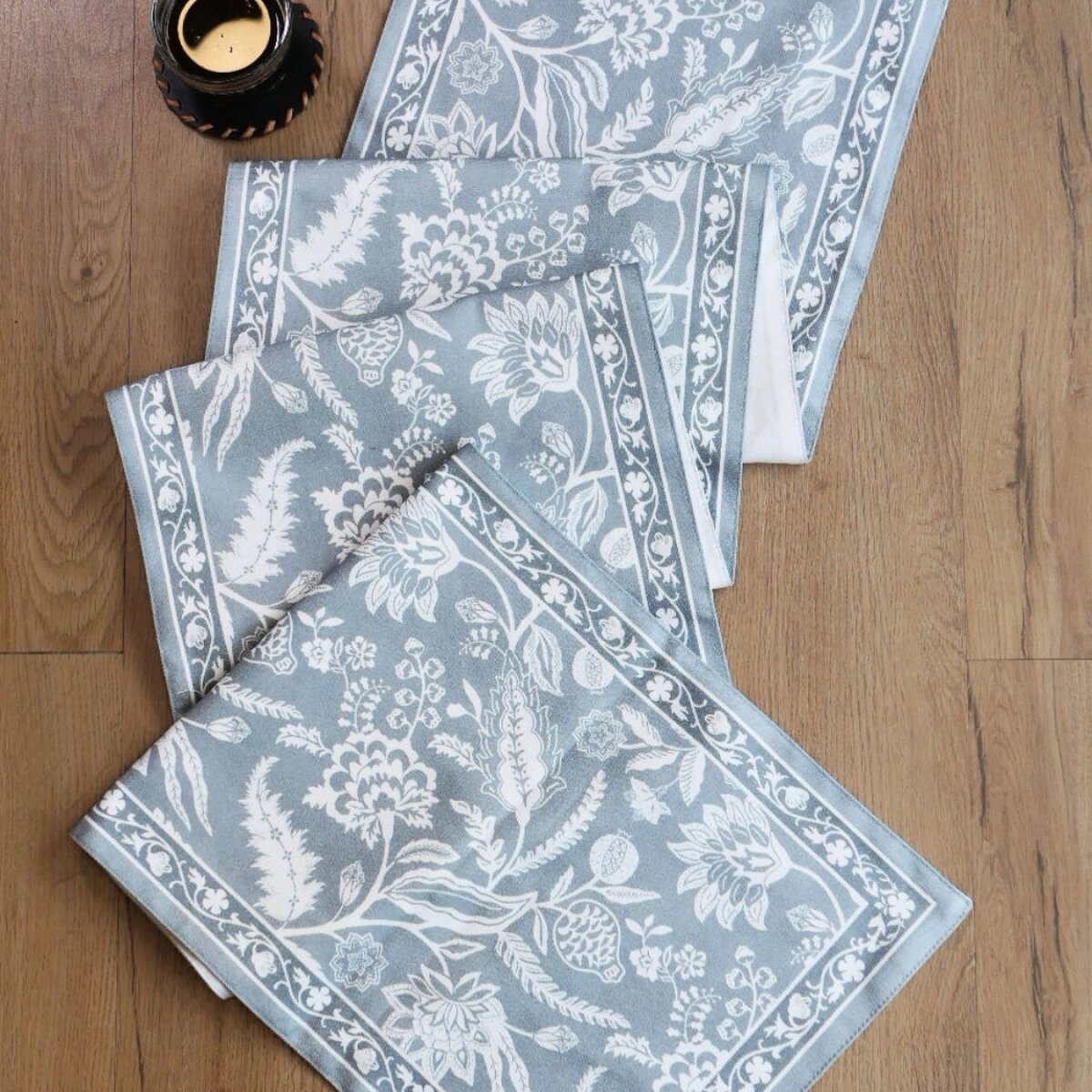 Cotton Canvas Dining Table Runner in Powder Blue | 4 and 6 Seater