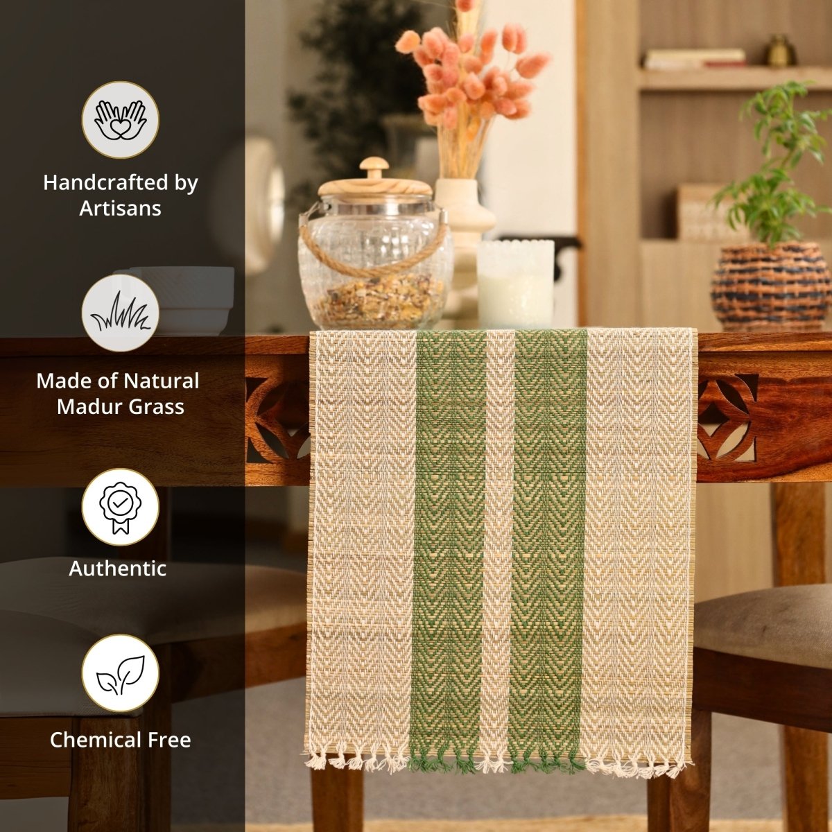 Table Runners Handmade with Grass and Cotton 6 Seater Runner 12 X 72 inches