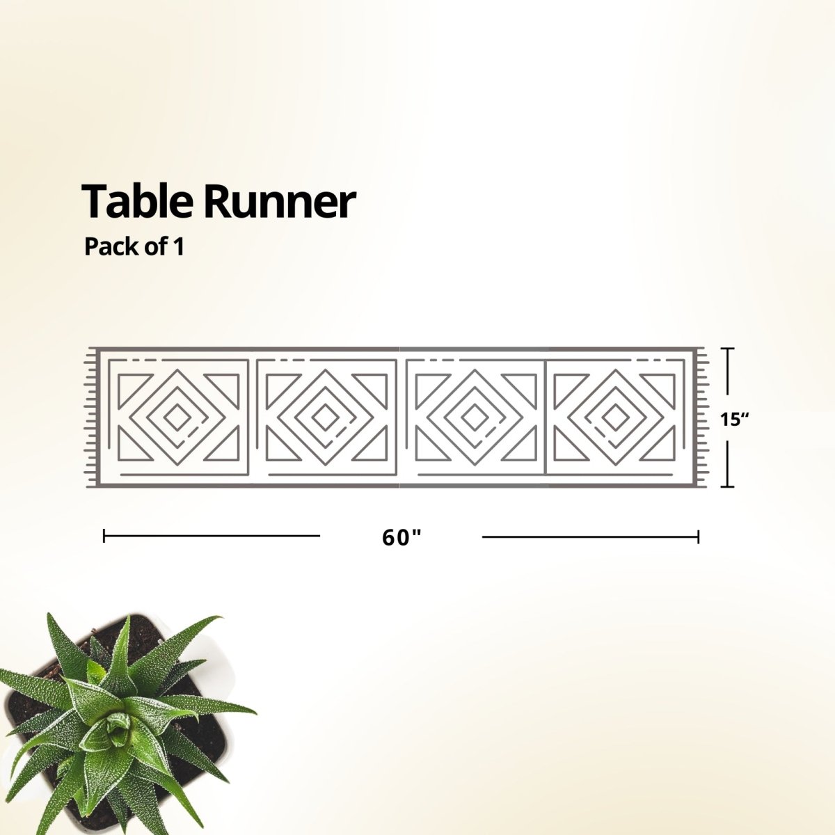 Cotton Table Runner in Taupe and Rust colour with Applique artisanal technique 15 by 60 inches