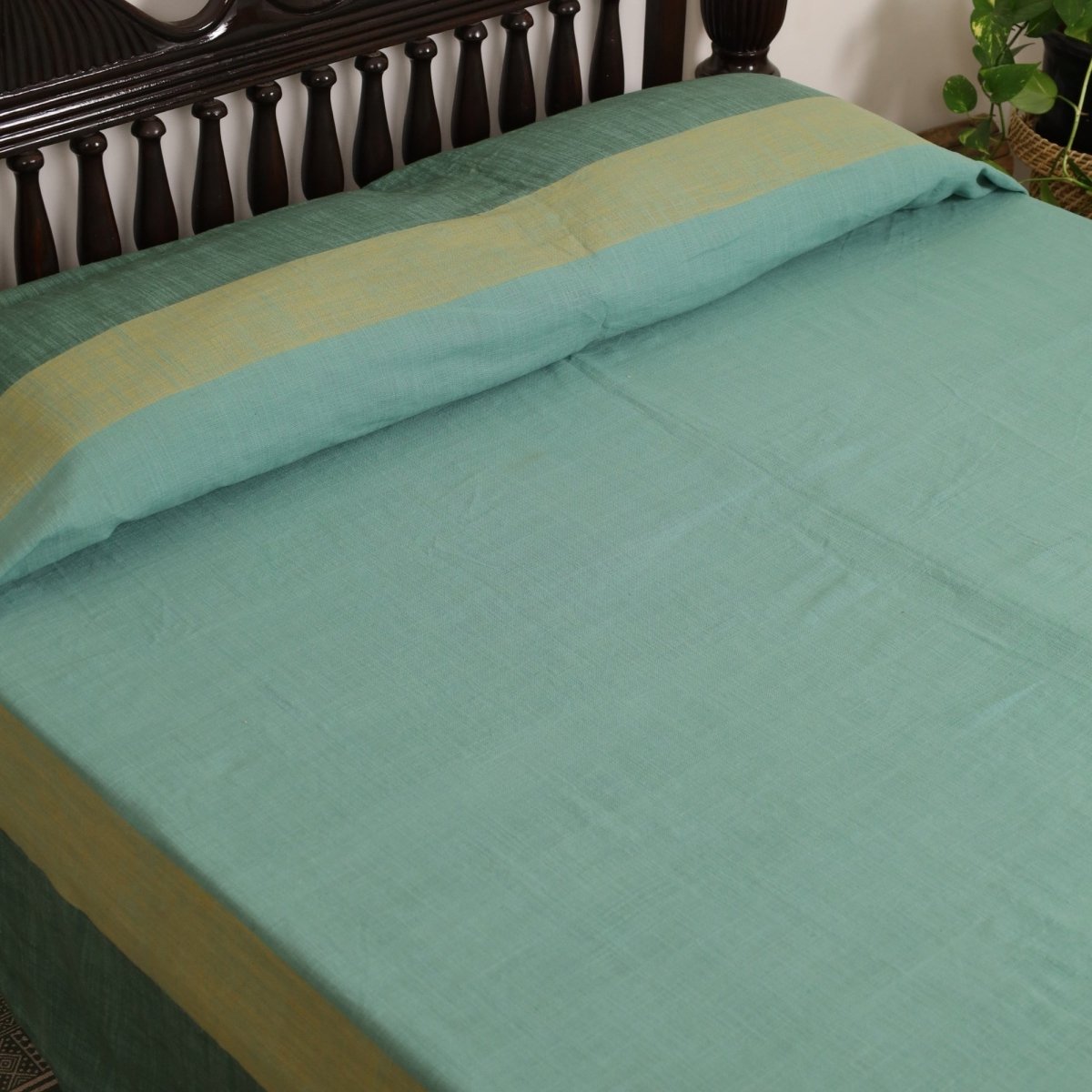 Teal Pure Cotton Bedcover | Single and Queen | Handprinted
