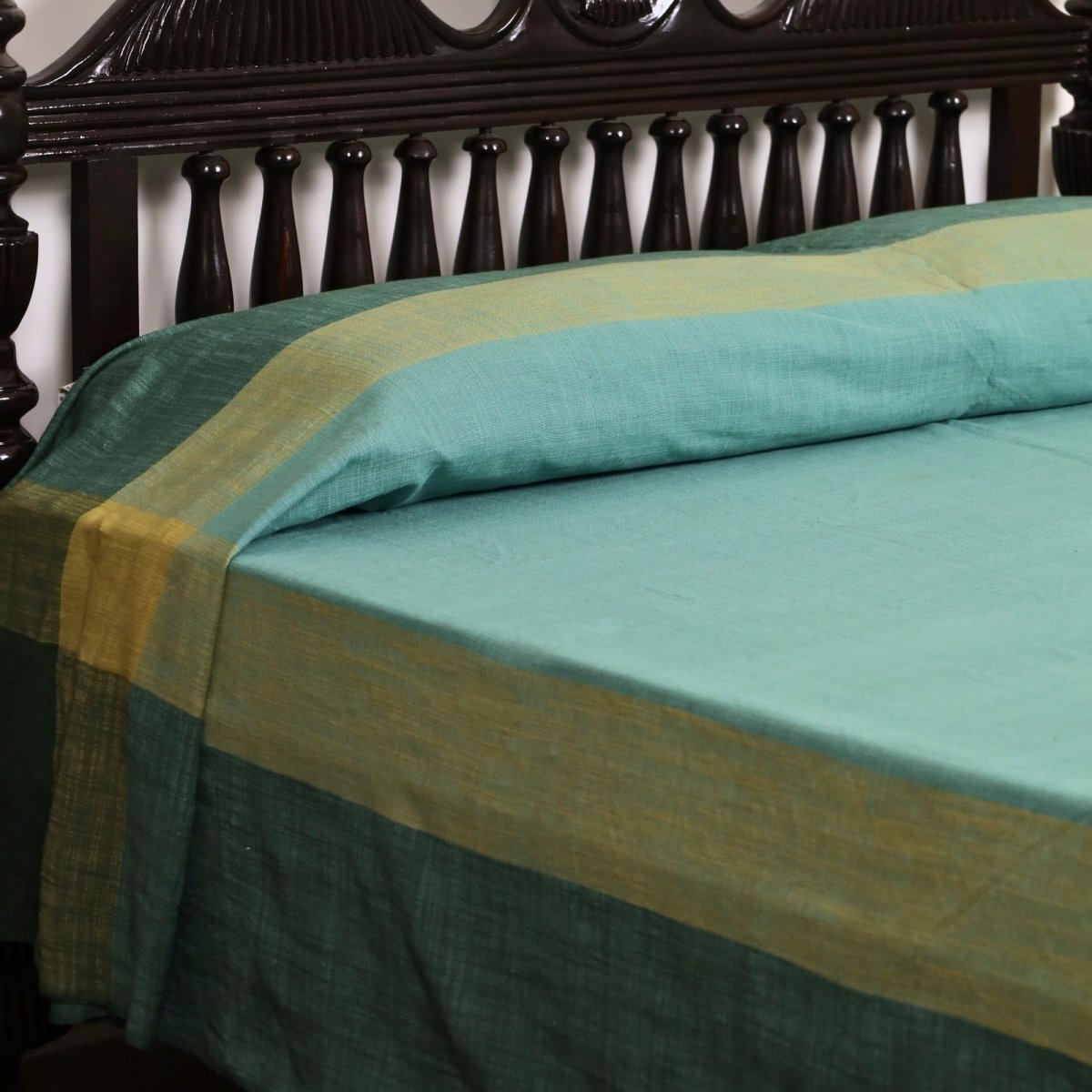 Teal Pure Cotton Bedcover | Single and Queen | Handprinted