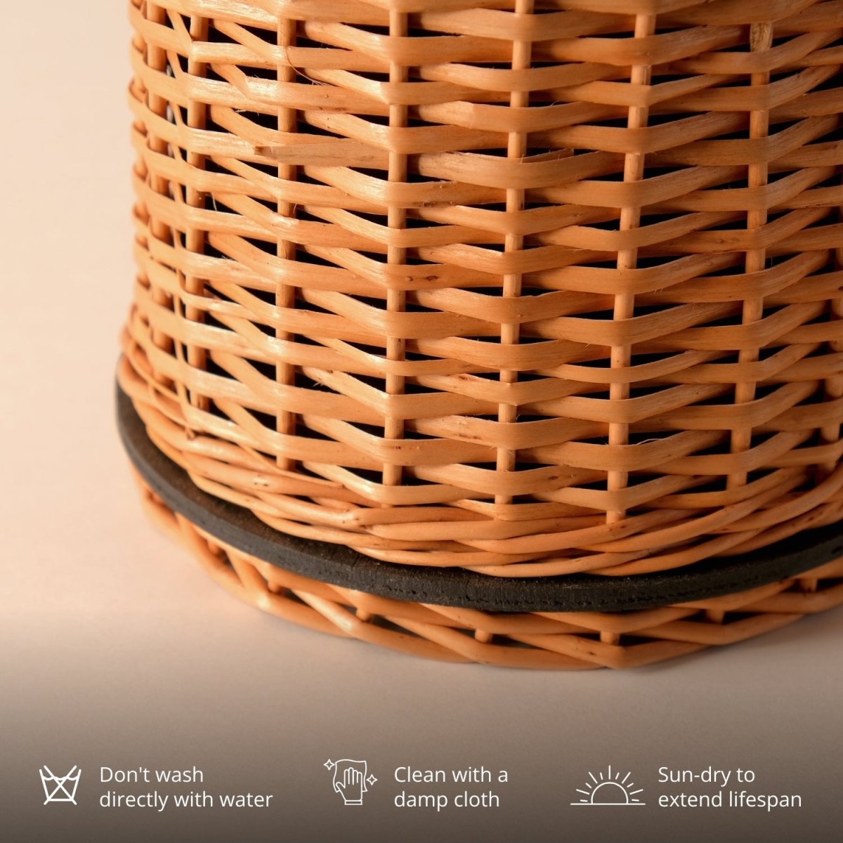 Wicker & Wood Cutlery Holder | Natural Black and Brown | Handcrafted in Kashmir