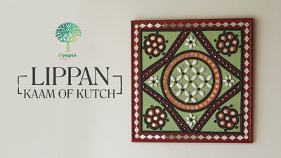 Decorative green patterned handcrafted mud and mirror wall art, perfect for adding texture and charm
