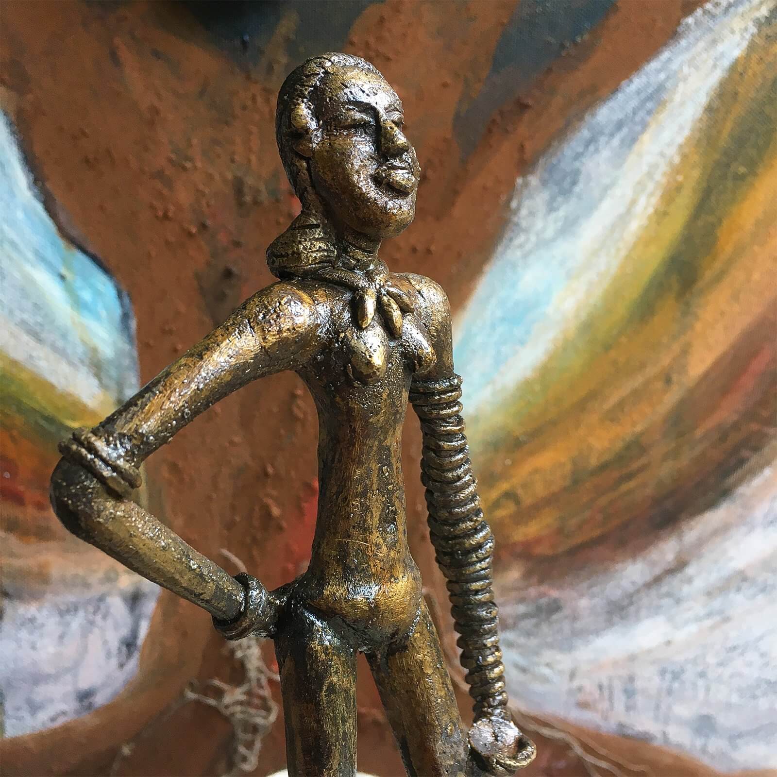 Handmade Harappan Dancing Girl Replica in Dhokra Metal