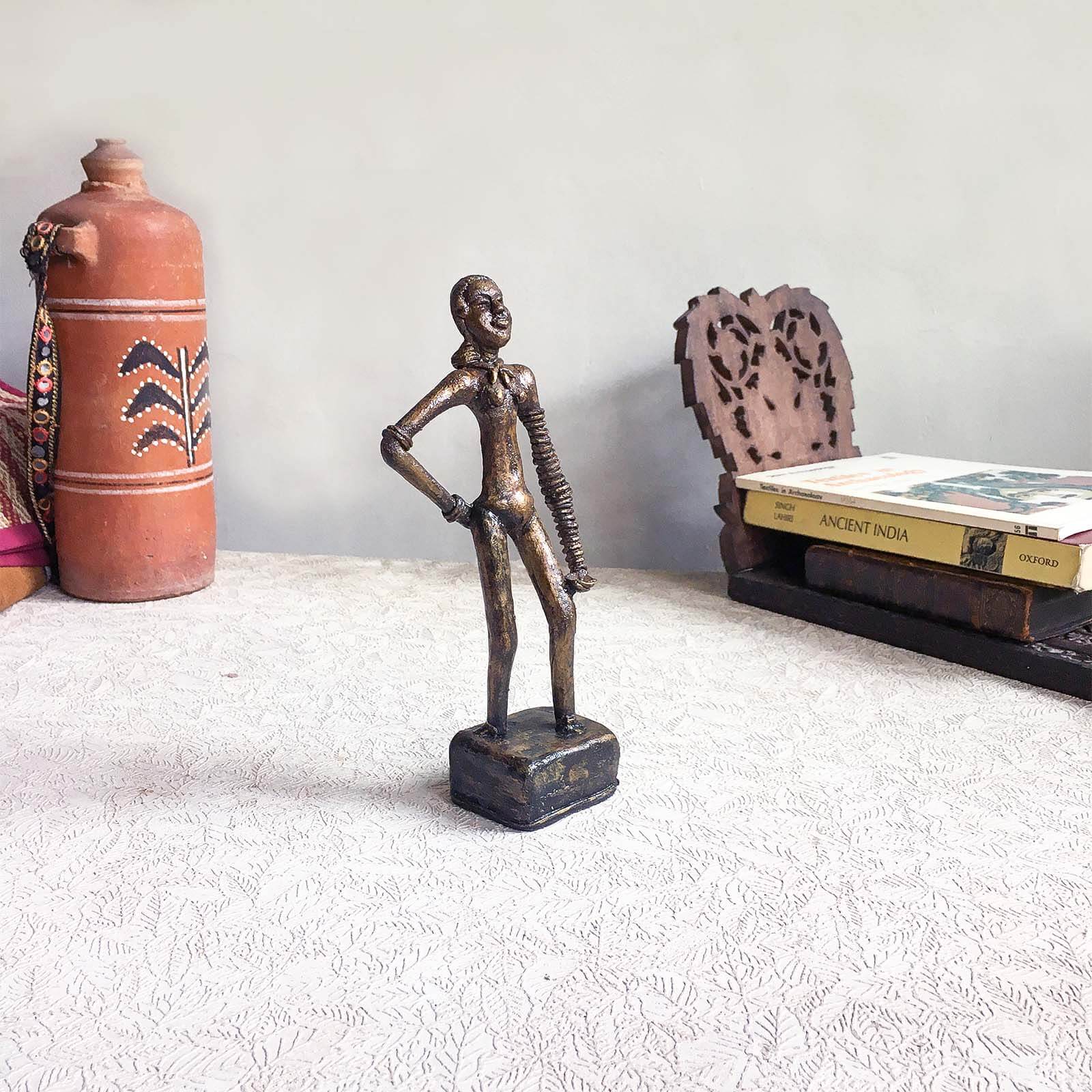 Handmade Harappan Dancing Girl Replica in Dhokra Metal