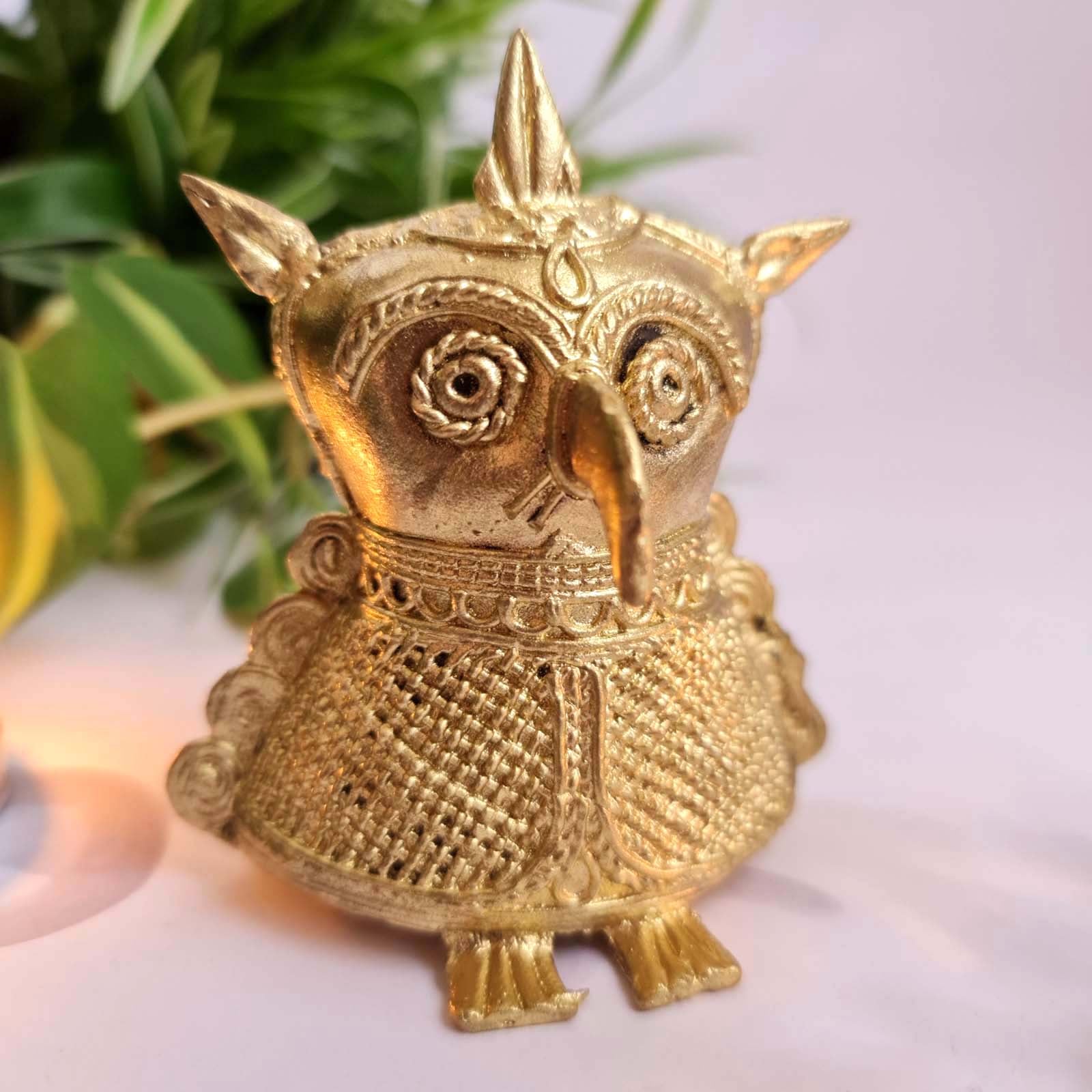 Handcrafted Dhokra Brass Owl Showpiece | Tribal Indian Home Decor