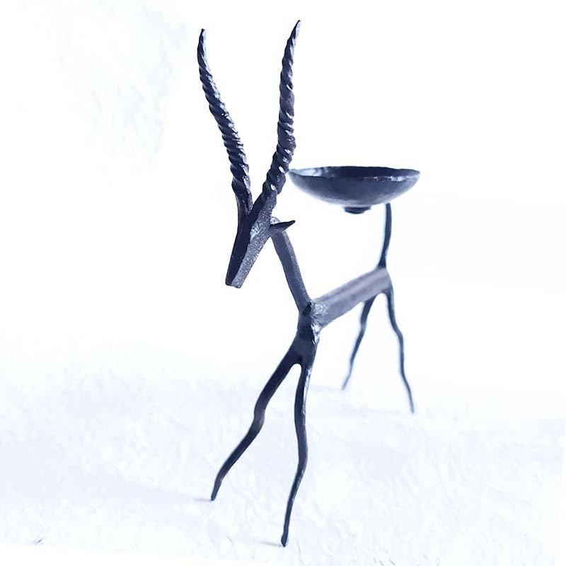 Bastar Handmade Wrought Iron Deer Tealight Holder (Set of 2)