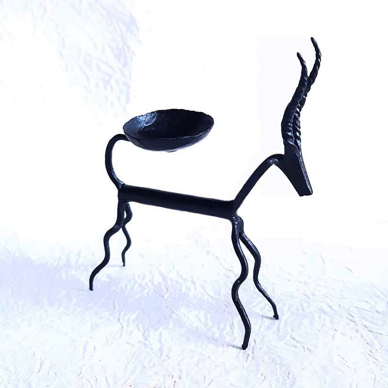 Bastar Handmade Wrought Iron Deer Tealight Holder (Set of 2)