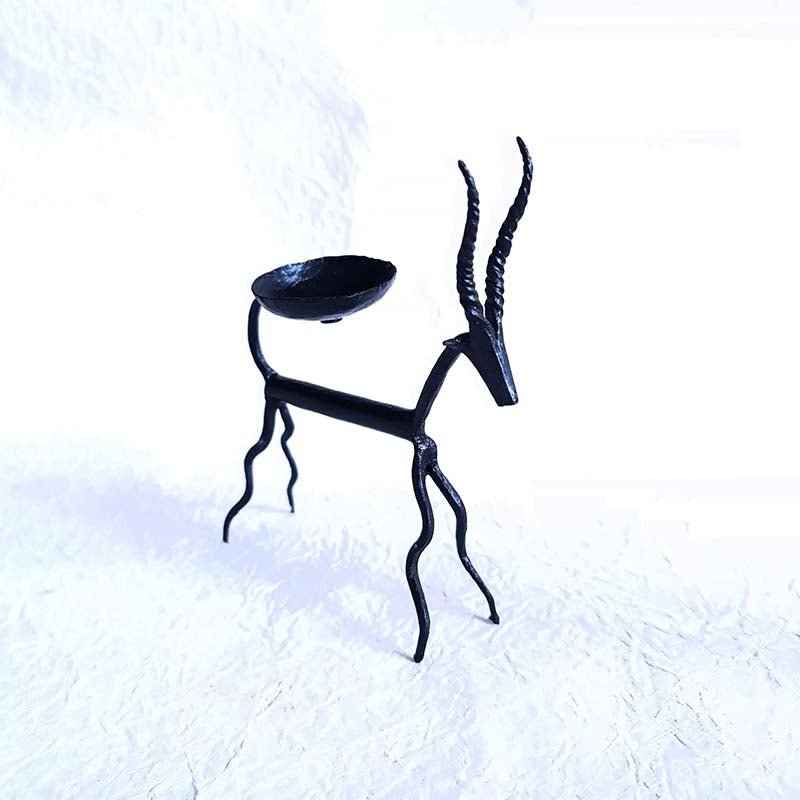 Bastar Handmade Wrought Iron Deer Tealight Holder (Set of 2)