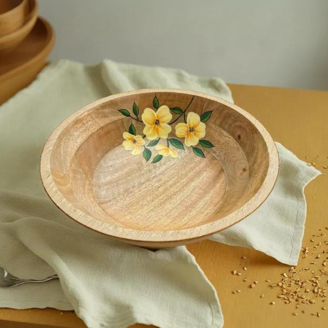 Hand Painted Wooden Bowl, Handcrafted from Mango Wood