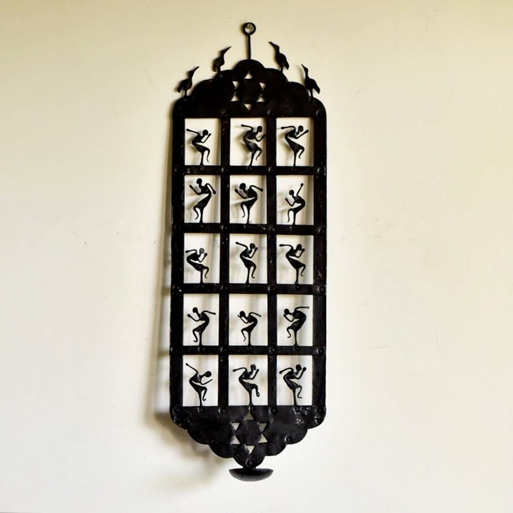 Handcrafted Bastar Tribal Art Iron Tea Light Stand | 26 Inch Decorative Tea Light Holder