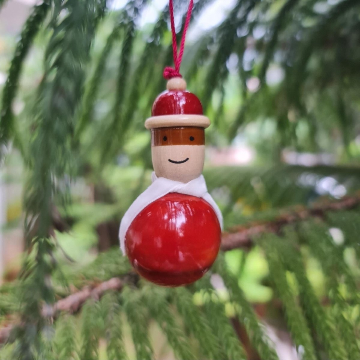 Wooden hanging ornamental Doll - Set of 2 handcrafted with natural colours