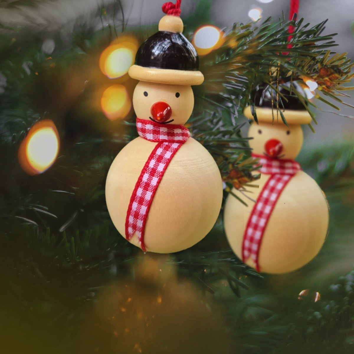 Handmade All Natural Wooden Snowman Decorative Ornaments()