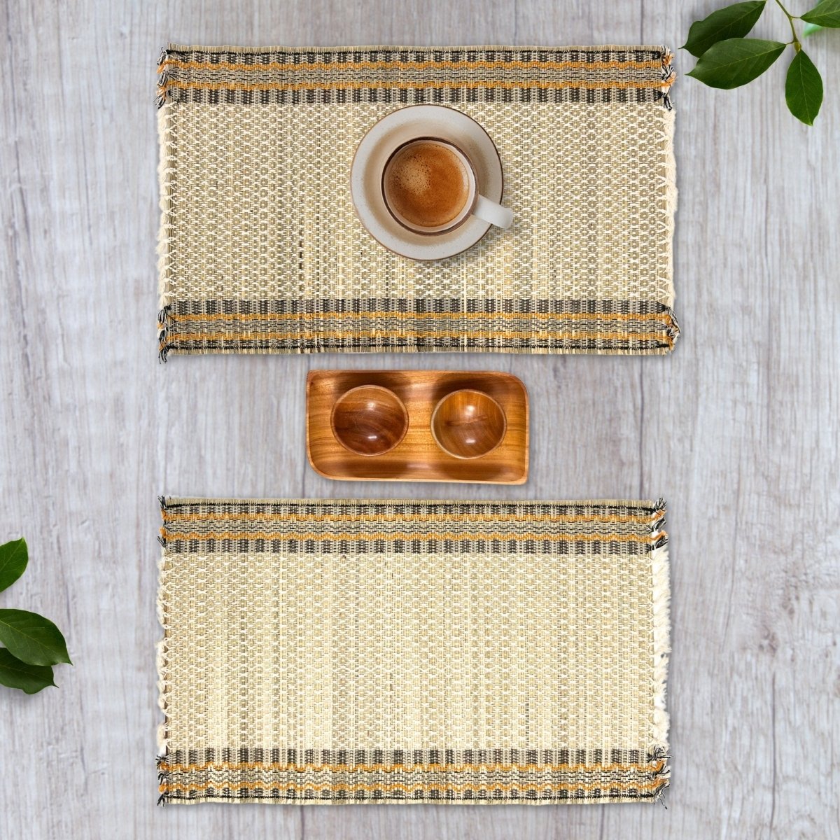 Cotton and Grass Table mats in Beige | Set of 2, 4 and 6