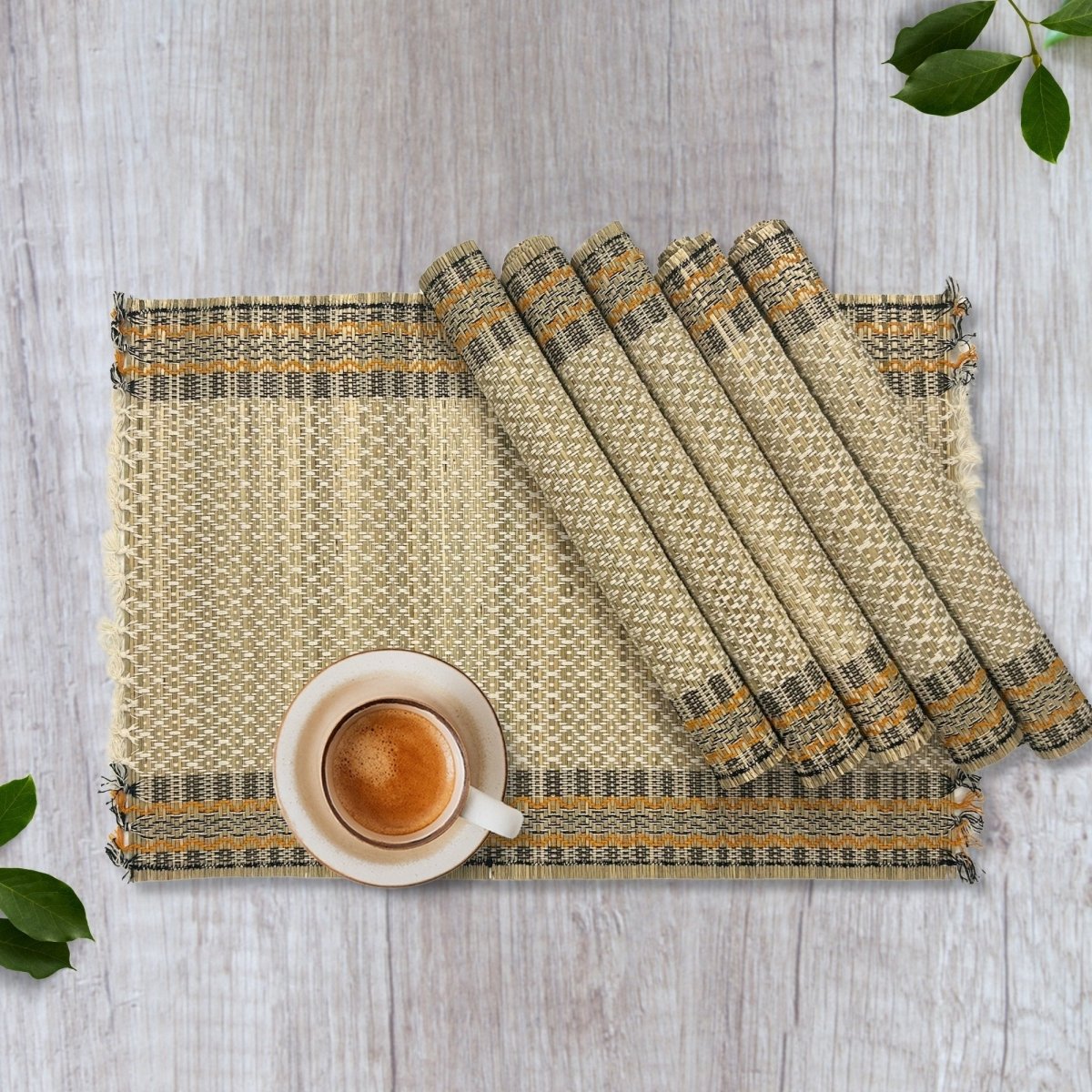 Cotton and Grass Table mats in Beige | Set of 2, 4 and 6