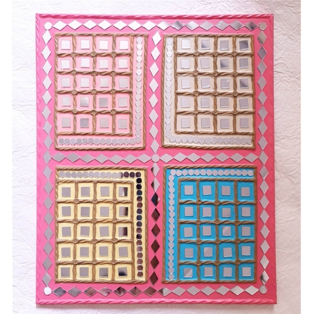 Multicolored handcrafted dazzle mud wall art, adding vibrancy and charm to your wall decor