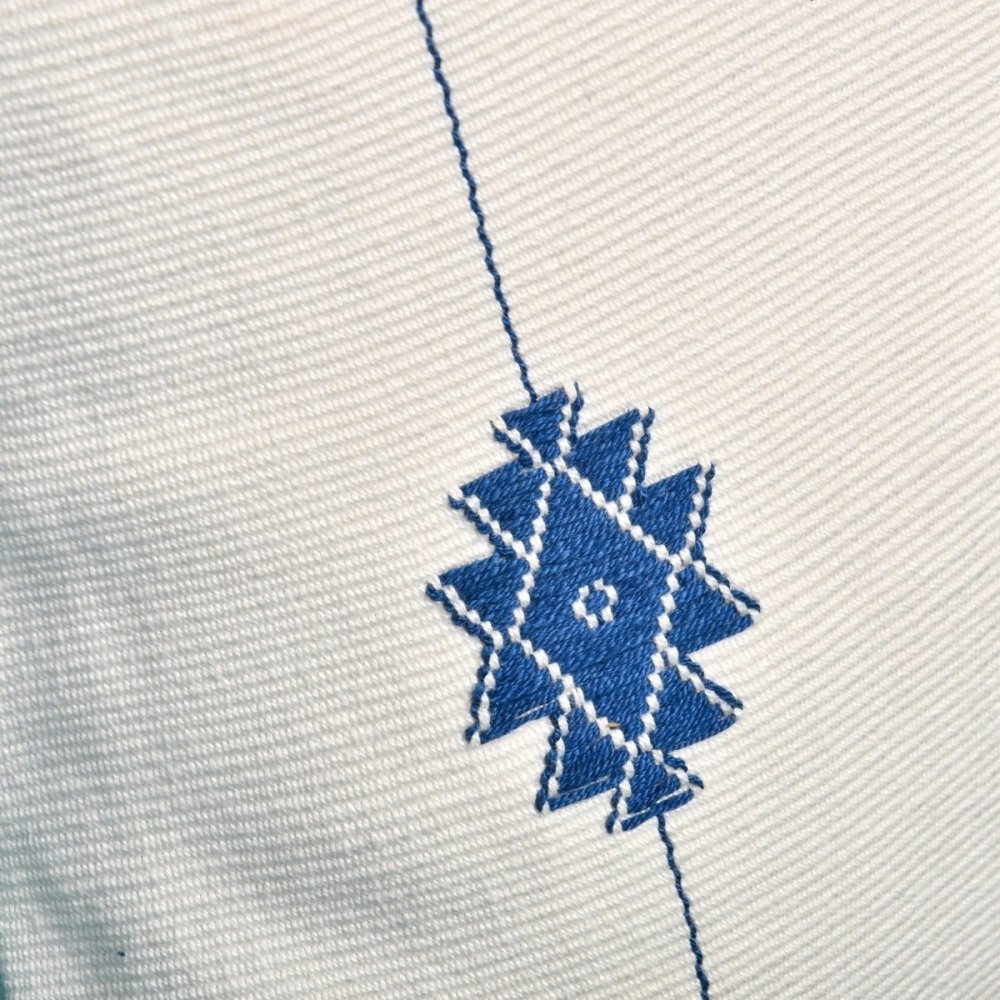 Blue on White  Floral Handwoven Cushion Cover